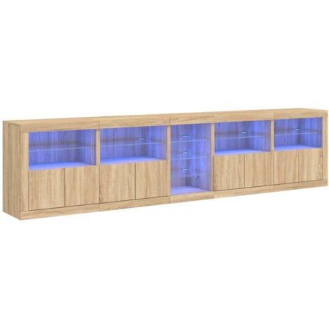 Sideboard with LED Lights Sonoma Oak 283x37x67 cm vidaXL
