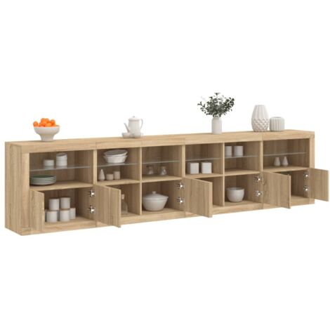 Sideboard with LED Lights Sonoma Oak 283x37x67 cm vidaXL