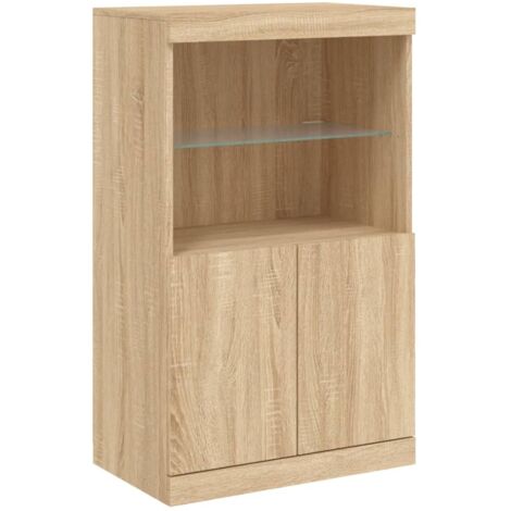 Sideboard with LED Lights Sonoma Oak 60.5x37x100 cm vidaXL