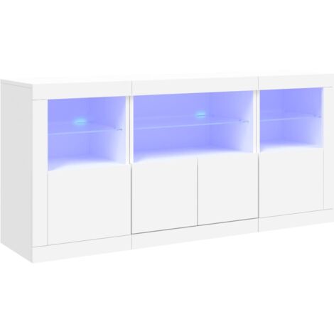 Sideboard with LED Lights White 142.5x37x67 cm vidaXL