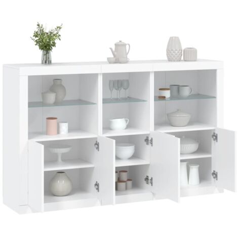 Sideboard with LED Lights White 162x37x100 cm vidaXL