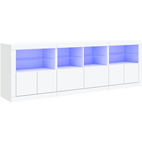 Sideboard with LED Lights White 202x37x67 cm vidaXL