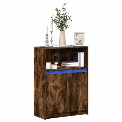 Sideboard with LED Smoked Oak 72x34x100 cm Engineered Wood vidaXL