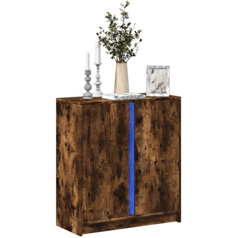 Sideboard with LED Smoked Oak 77x34x85 cm Engineered Wood vidaXL
