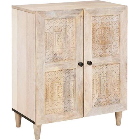 Sideboard with Shelf White 60 x 33 x 75 cm Solid mango wood vidaXL