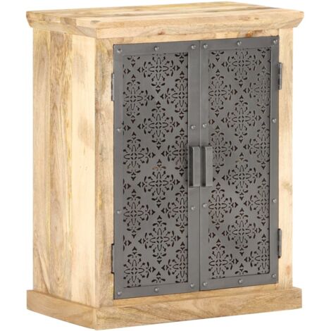 Sideboard with Steel Doors 60x35x75 cm Solid Mango Wood vidaXL