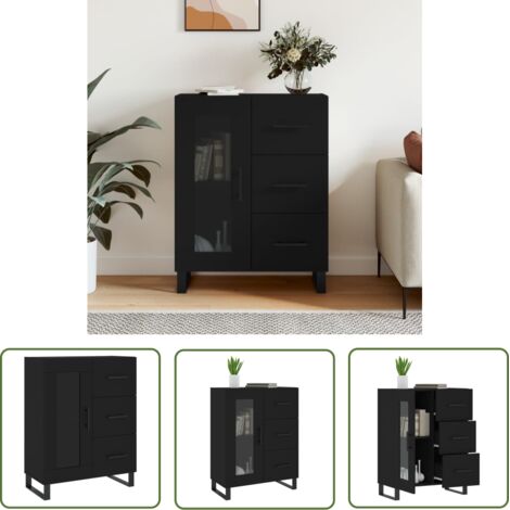 Sideboard，Küchenschrank，Kommode，Beistellschrank Schwarz 69,5x34x90 cm Holzwerkstoff CEIN559414 BonneVie