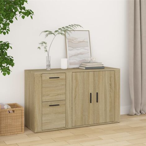 Sideboard，Küchenschrank，Kommode，Beistellschrank Sonoma-Eiche 100x33x59,5 cm Holzwerkstoff CEIN203492 BonneVie