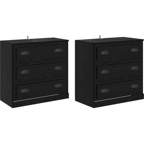 Sideboards 2 pcs Black Oak 70 x 35.5 x 67.5 cm Engineered Wood vidaXL