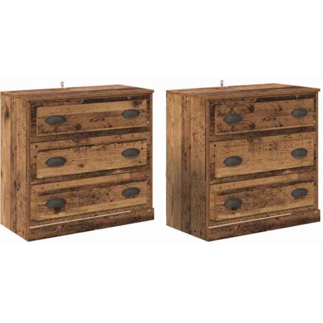 Sideboards 2 pcs Old Wood 70 x 35.5 x 67.5 cm Engineered Wood vidaXL