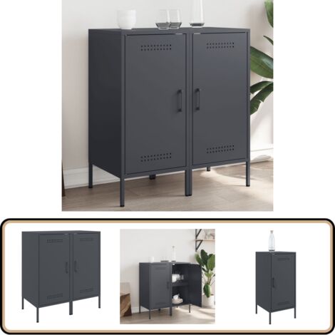 Sideboards 2 Stk. Anthrazit 36x39x79 cm Stahl - Industriel Design - Sideboard - Schreibtisch - Regal - Aufbewahrung