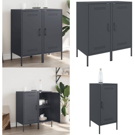 Sideboards 2 Stk. Anthrazit 36x39x79 cm Stahl - Industriel Design - Sideboard - Schreibtisch - Regal - Aufbewahrung - Home & Living