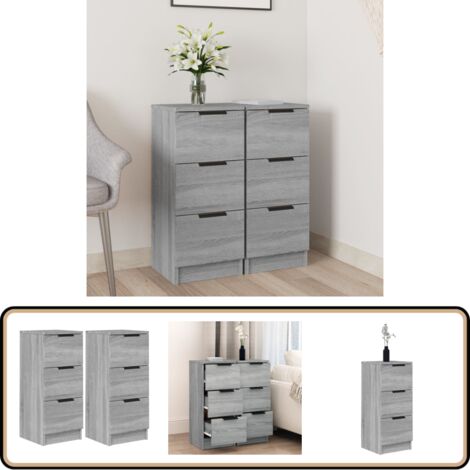 Sideboards 2 Stk. Grau Sonoma 30x30x70 cm Holzwerkstoff - Sideboard - Grau - Wohnwand - Regal - TV-Stand