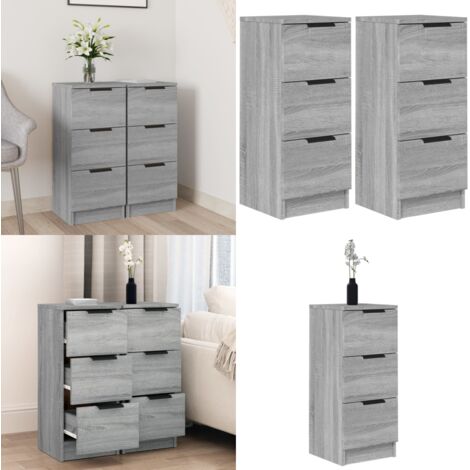 Sideboards 2 Stk. Grau Sonoma 30x30x70 cm Holzwerkstoff - Sideboard - Grau - Wohnwand - Regal - TV-Stand - Home & Living