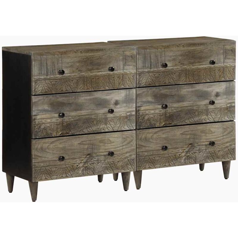 Sideboards 2 Stk. Hellgrau 60x33, 5x75 Cm Massivholz Mango Vidaxl