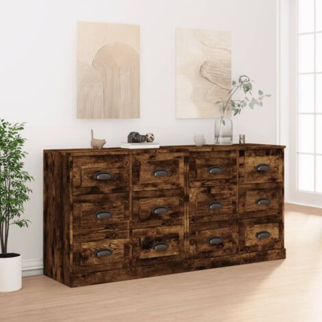Sideboards 2 Stk. Räuchereiche Holzwerkstoff vidaXL