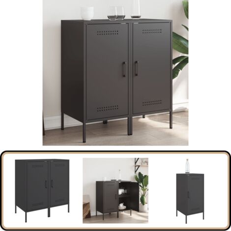 Sideboards 2 Stk. Schwarz 36x39x79 cm Stahl - Industrielles Design - Sideboard - Regal - Aufbewahrung - Wohnraum