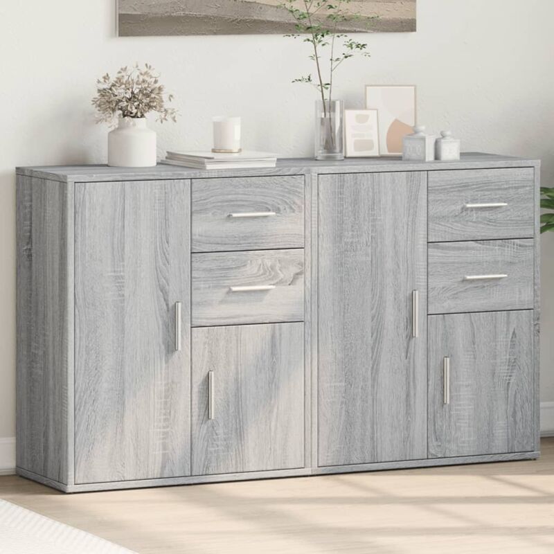 Sideboards 2 Stk. Grau Sonoma-eiche 60x31x70 Cm Holzwerkstoff Vidaxl