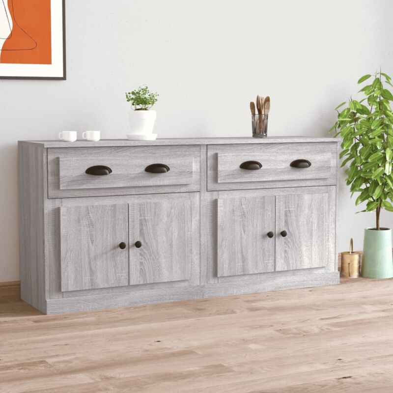 Sideboards 2 Stk. Grau Sonoma Holzwerkstoff Vidaxl