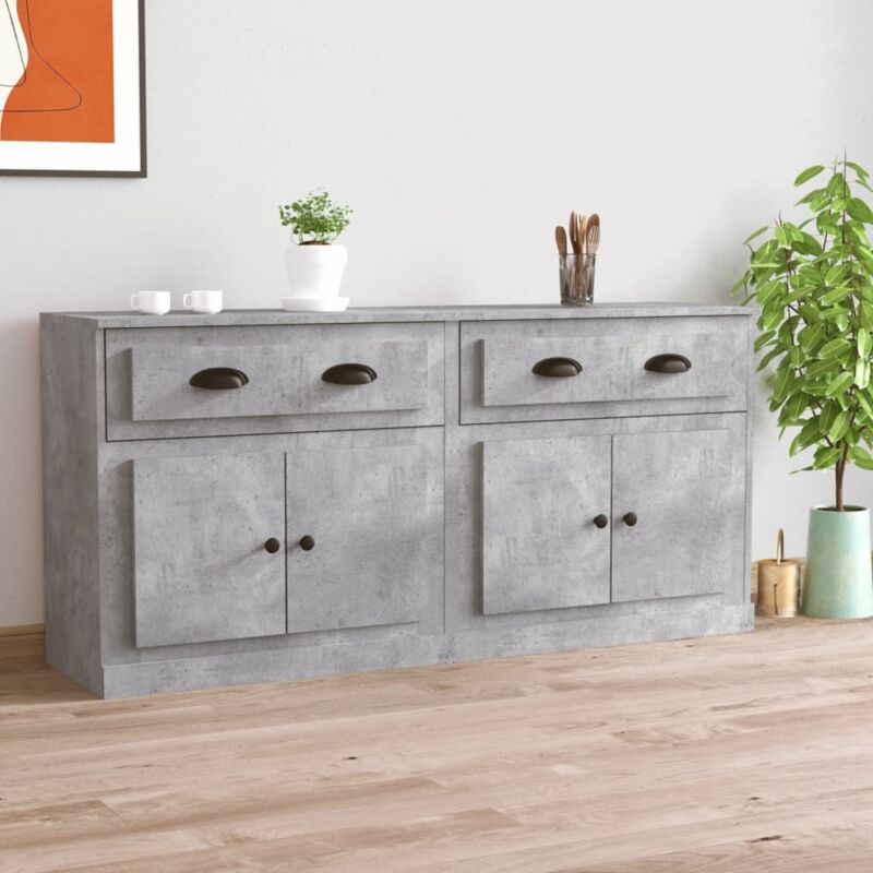 Sideboards 2 Stk. Betongrau Holzwerkstoff Vidaxl