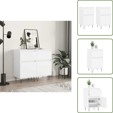 Sideboards 2 Stk. Weiß 40x35x70 cm Holzwerkstoff - Schreibtisch - Wohnzimmermöbel - Sideboard - Regal - Aufbewahrung