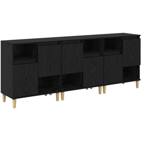 Sideboards 3 pcs Black Oak 60 x 35 x 70 cm Engineered Wood vidaXL