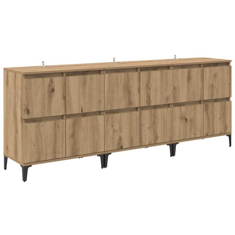 Sideboards 3 Pcs Artisan Oak 60 X 35 X 70 Cm Engineered Wood Vidaxl