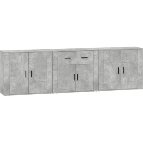 Sideboards 3 pcs Concrete Grey Engineered Wood vidaXL