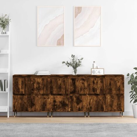 Sideboards 3 pcs Smoked Oak Engineered Wood vidaXL