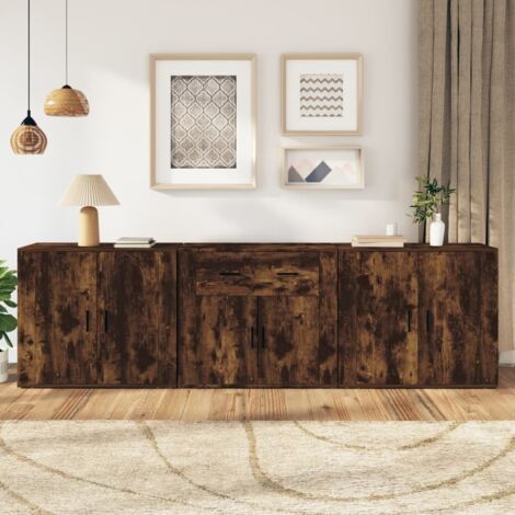 Sideboards 3 pcs Smoked Oak Engineered Wood vidaXL