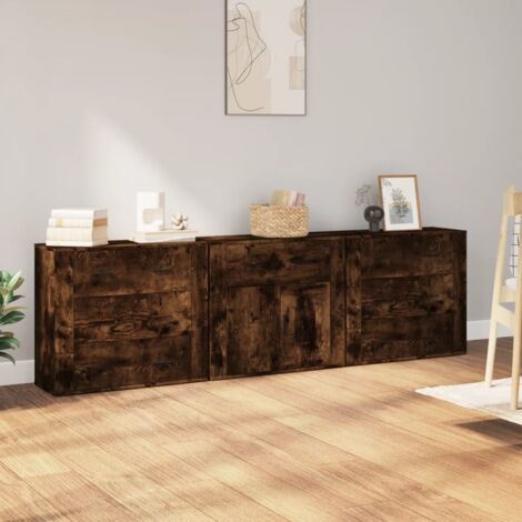 Sideboards 3 pcs Smoked Oak Engineered Wood vidaXL