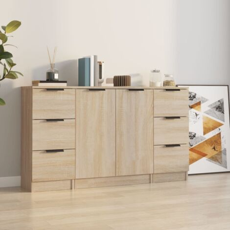 Sideboards 3 pcs Sonoma Oak Engineered Wood vidaXL