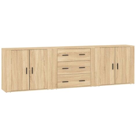 Sideboards 3 pcs Sonoma Oak Engineered Wood vidaXL