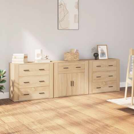 Sideboards 3 pcs Sonoma Oak Engineered Wood vidaXL
