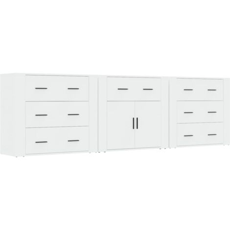 Sideboards 3 pcs White Engineered Wood vidaXL