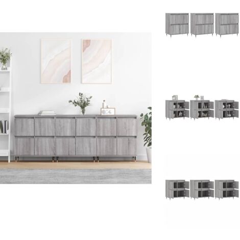 Sideboards 3 Stk. Grau Sonoma Holzwerkstoff - Schreibtisch - Wohnzimmermöbel - Sideboard - Grau - Holzmöbel