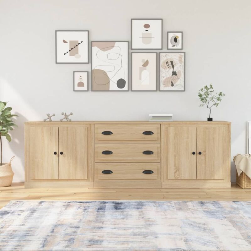 Sideboards 3 Stk. Sonoma-eiche Holzwerkstoff Vidaxl
