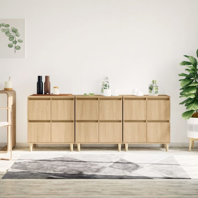 Sideboards 3 Stk. Sonoma-eiche 60x35x70 Cm Holzwerkstoff Vidaxl