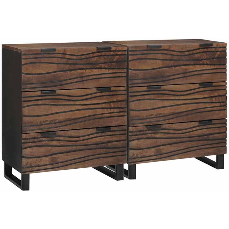 Sideboards Mit Schubladen Mit Speicher 2 Pcs Braun Mittel Massivholz Vidaxl