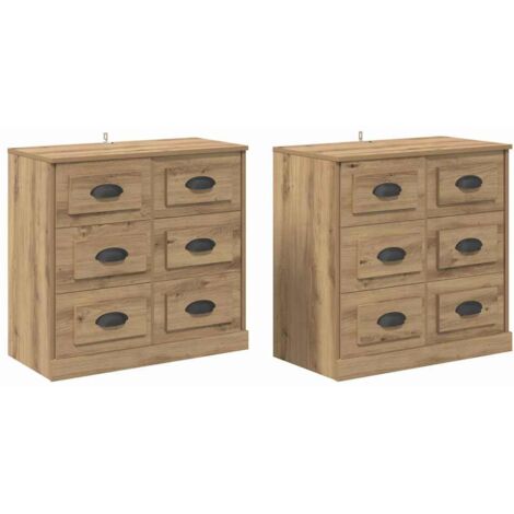 Sideboards with Drawer 2 pcs Artisan Oak 70 x 35.5 x 67.5 cm vidaXL