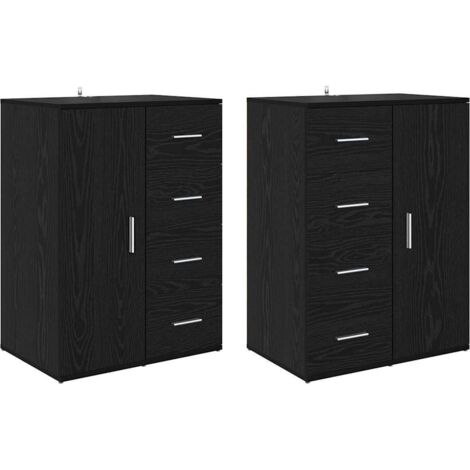 Sideboards with Drawer Corona 2 pcs Black Oak 59 x 39 x 80 cm vidaXL