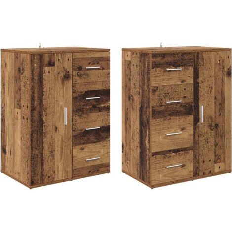 Sideboards with Drawer Corona 2 pcs Old Wood 59 x 39 x 80 cm vidaXL