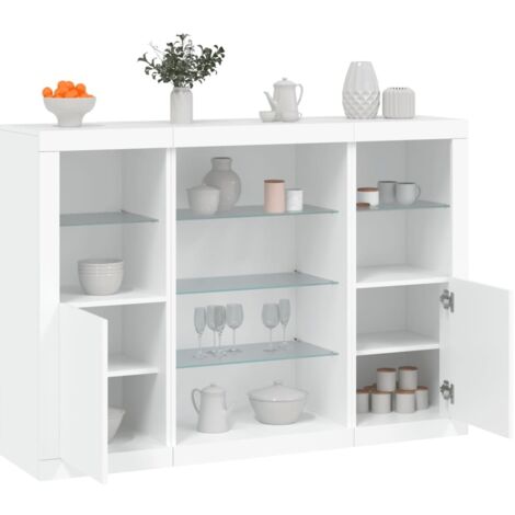 Sideboards with LED Lights 3 pcs White Engineered Wood vidaXL