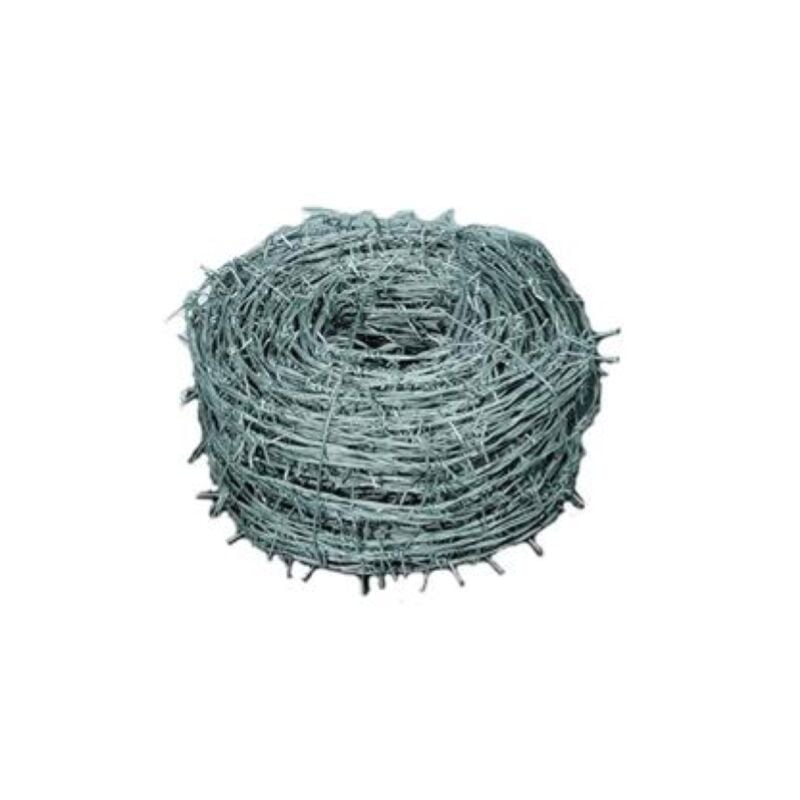 Rouleau de 100 m de fil de fer barbelA en acier galvanisA a 4 broches pour clA ture - Sidex