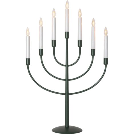 Siebenarmiger LED-Kerzenleuchter ,Titus, Metall, matt grün, H 59cm