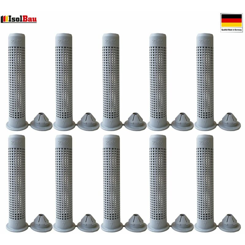 Siebhülsen 10 St Siebhülse Ankerhülse Ankerstangen M6 - M16 Verbundmörtel Hülsen Abmessung: Ø20 x 85 mm für M12 - M16