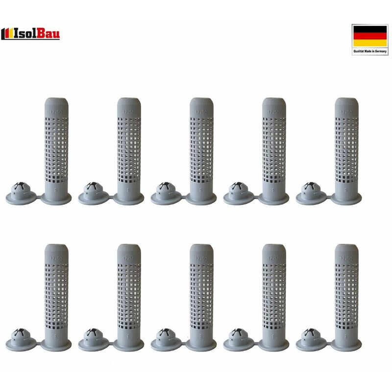 Isolbau - Siebhülsen 10 St Siebhülse Ankerhülse Ankerstangen M6 - M16 Verbundmörtel Hülsen Abmessung: Ø12 x 50 mm für M6 - M8