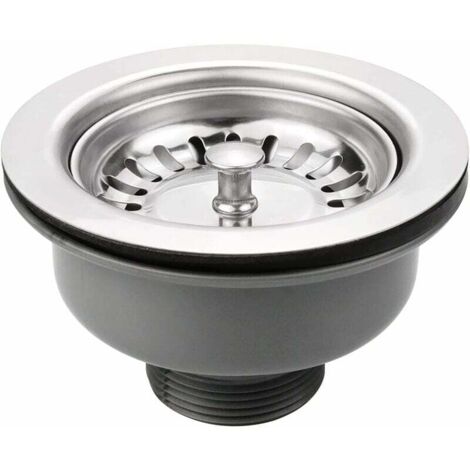 Siebkorb für Küchenspüle, Abflusskollektion für Spülbecken, Edelstahl + ABS (Durchmesser 114 mm)