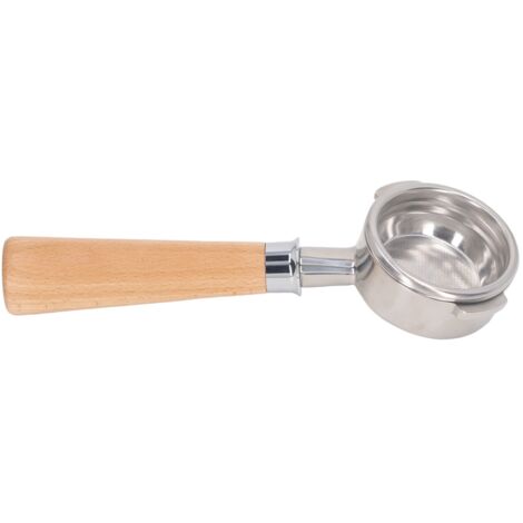 Siebträger 58 mm, Edelstahl, bodenlos, 3-armig, abnehmbarer Griff, für Nuova Kaffeemaschine, Buchenholzfarbe