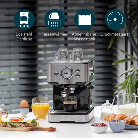 Siebträger Espressomaschine mit Milchaufschäumer 2 Tassen - auch für Kapseln